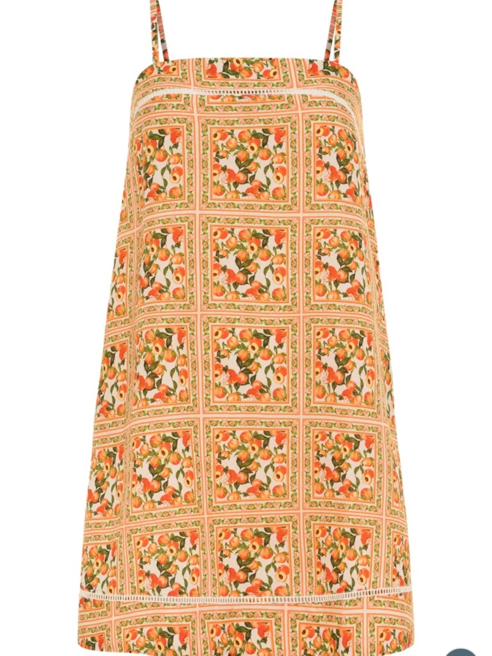Square-Print Mini Dress in Orange and Cream